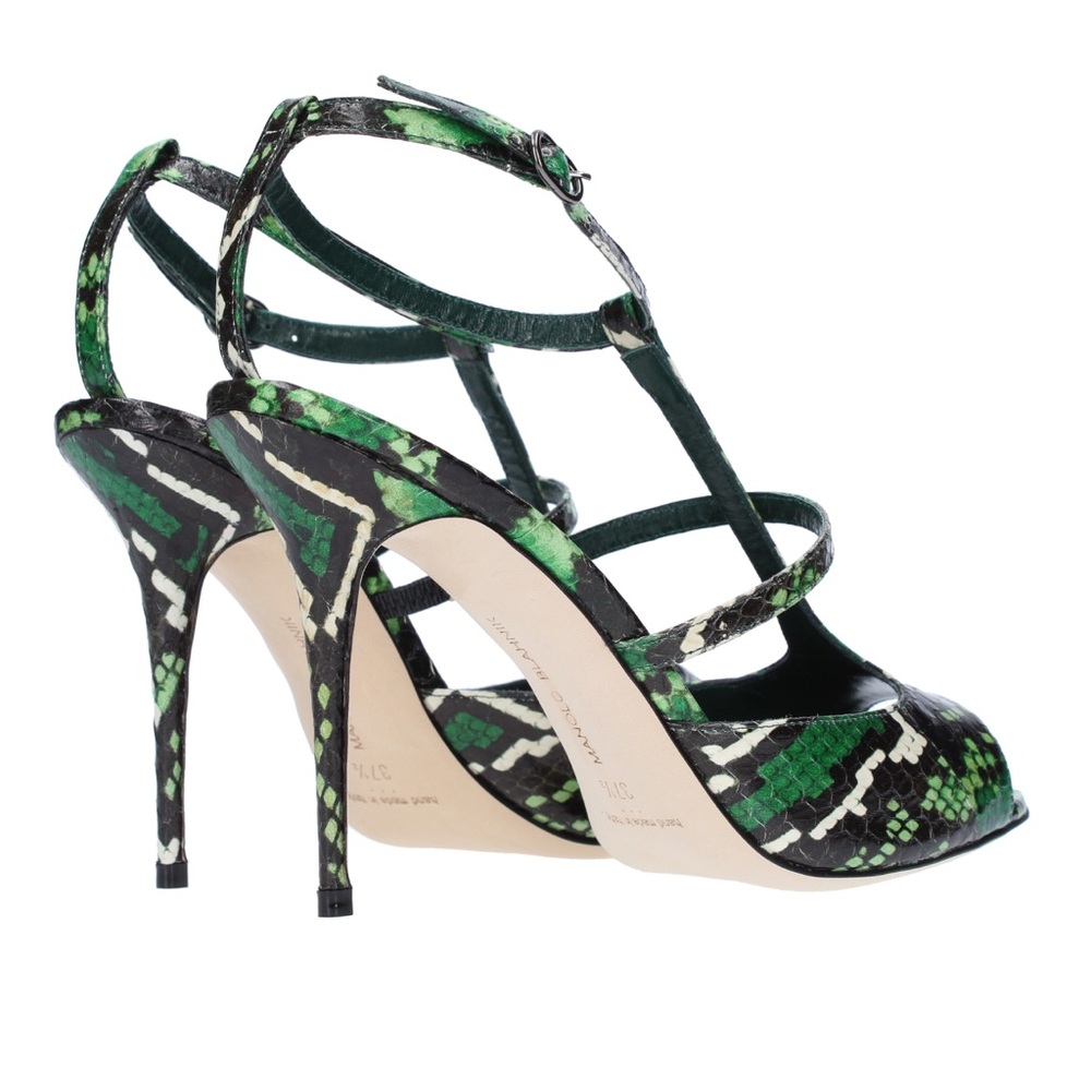 Manolo Blahnik Green python leather Sandals - Picture 12 of 16
